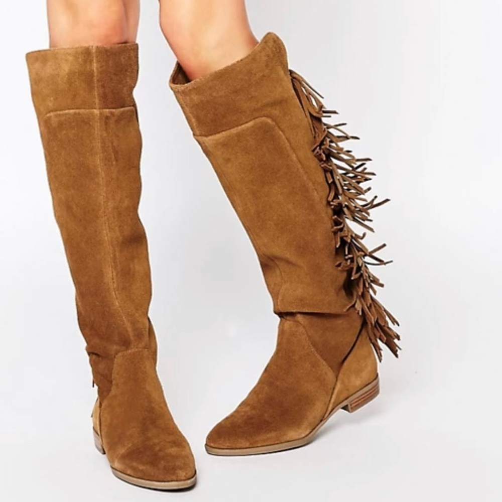Cyndy Tan Suede Fringe Boots